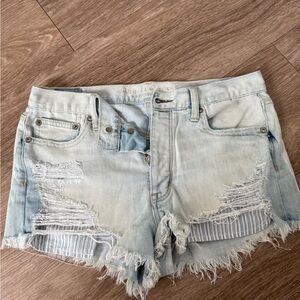 American Eagle Light Wash Distressed Jean Shorts